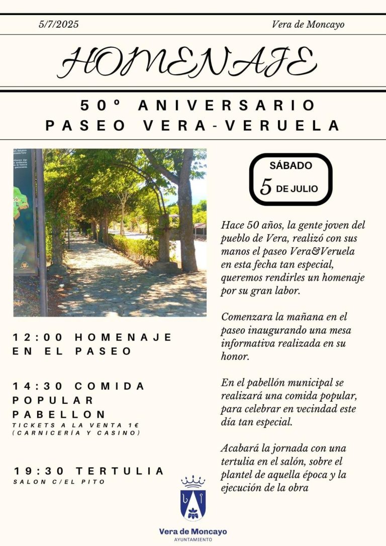 HOMENAJE 50 ANIVERSARIO PASEO VERA-VERUELA